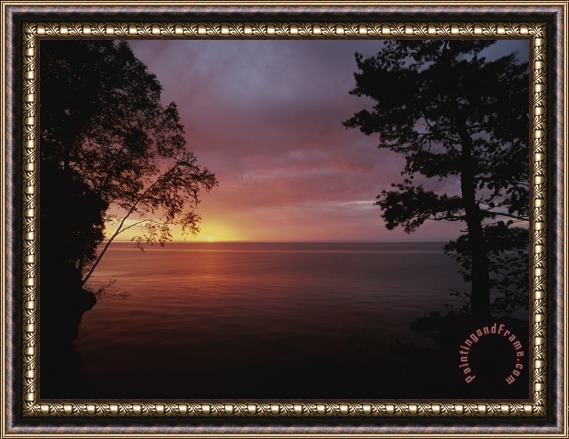 Raymond Gehman A Sunset Over Lake Superior in The Apostle Islands Framed Painting