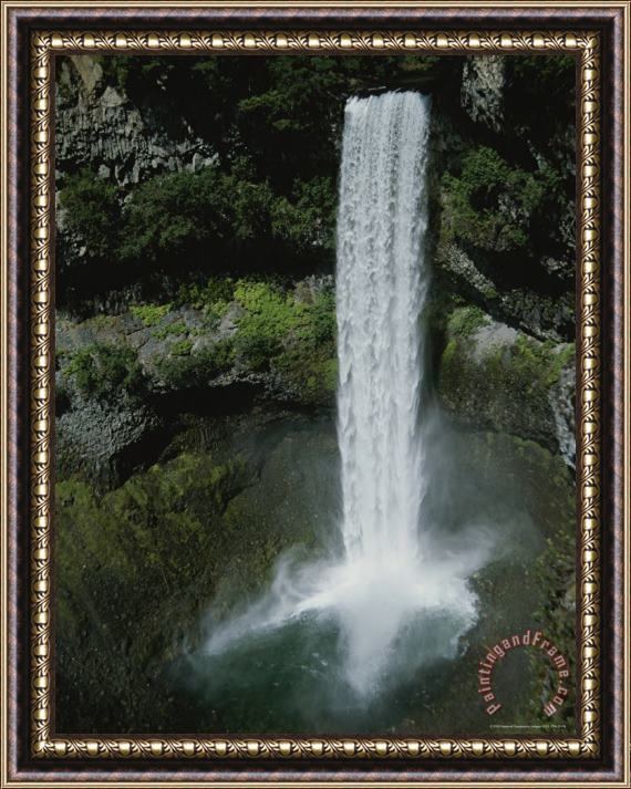 Raymond Gehman A Waterfall Pours Into a Small Pool From High Above Framed Painting