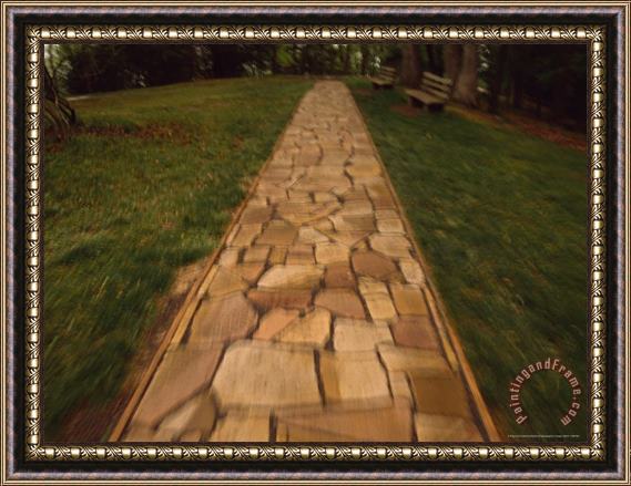 Raymond Gehman Blurred Motion Image of a Stone Path at Grand View New River Gorge Framed Painting
