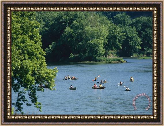 Raymond Gehman Canoeists And Kayakers on The Susquehanna River Framed Painting