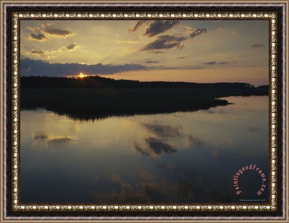 Raymond Gehman Cloud Reflections on Water at Sunset Framed Painting