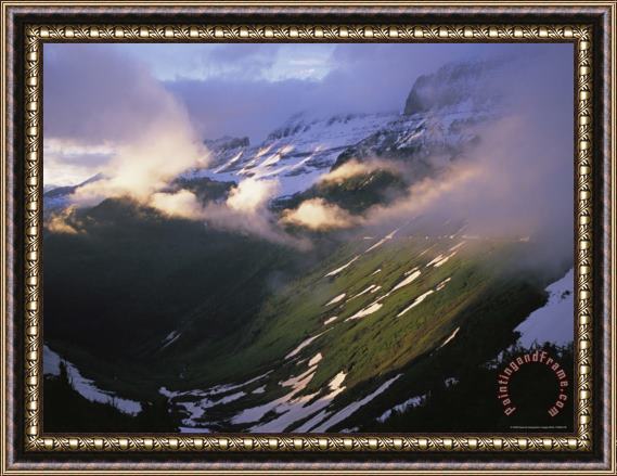 Raymond Gehman Clouds Fill The Valley at The Garden Wall in Logan Pass Framed Painting