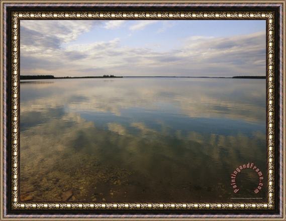 Raymond Gehman Clouds Reflected on The Smooth Waters of Iskwasum Lake Framed Print