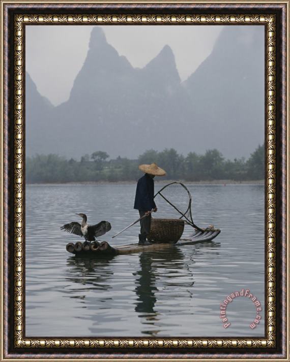 Raymond Gehman Cormorant Fisherman on The Li River Framed Painting