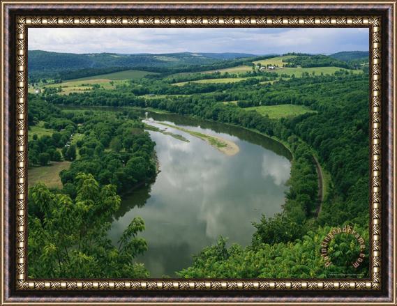 Raymond Gehman Elevated View Along The Susquehanna River And Surrounding Landscape Framed Painting