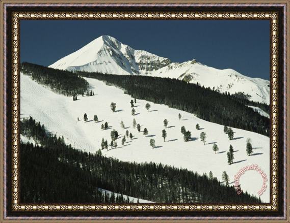 Raymond Gehman Elevated View of Slope at Big Sky Ski Resort Framed Painting