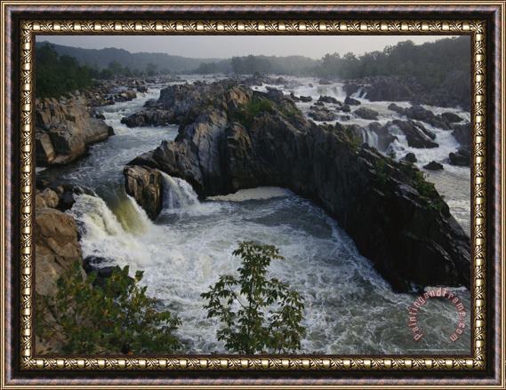 Raymond Gehman Elevated View of Waterfalls at Great Falls State Park Framed Painting