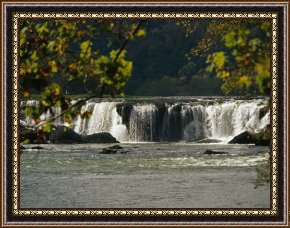 The Waterfall Framed Paintings - Gentle Small Waterfalls Cascading Over a Rocky Ledge on The New River by Raymond Gehman
