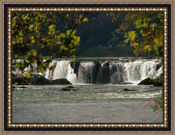 Raymond Gehman Gentle Small Waterfalls Cascading Over a Rocky Ledge on The New River Framed Print