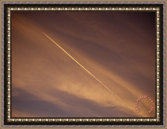 Raymond Gehman Jet Vapor Trails in The Sky at Twilight Framed Painting