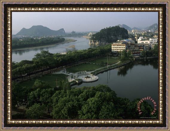 Raymond Gehman Lake with Park And Elephant Trunk Hill Guilin Guangxi China Framed Print