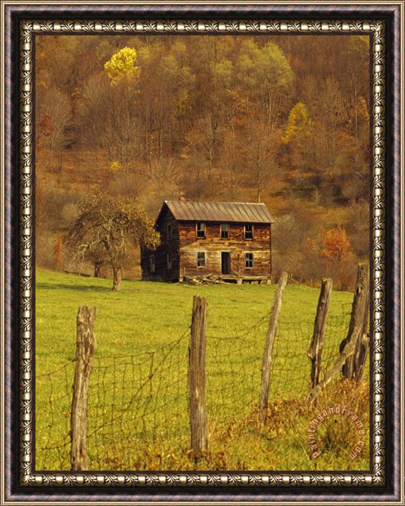 Raymond Gehman Old Homestead in a Mountain Valley Framed Print
