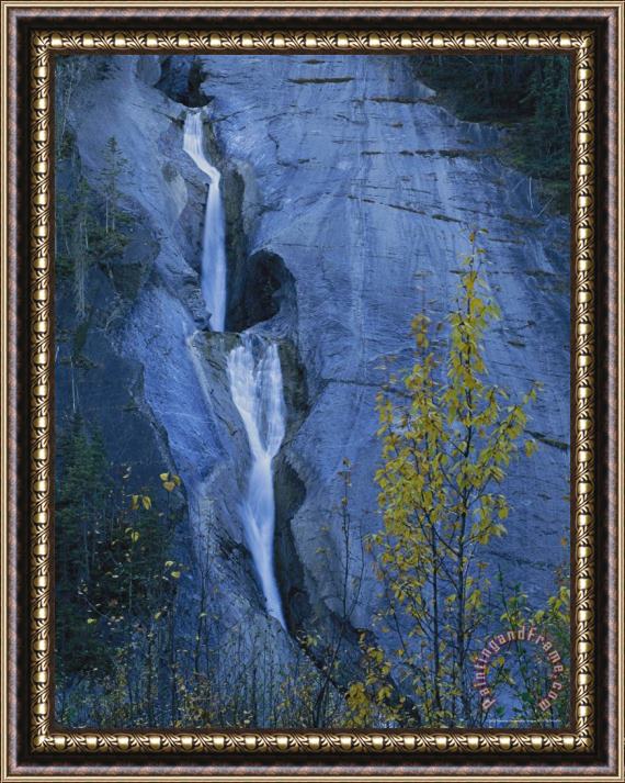 Raymond Gehman Scenic View of a Waterfall Streaming Over a Cliff Face Framed Print