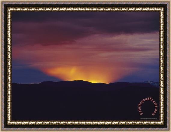 Raymond Gehman Spectacular Sunset Behind The Caribou Mountains Framed Painting