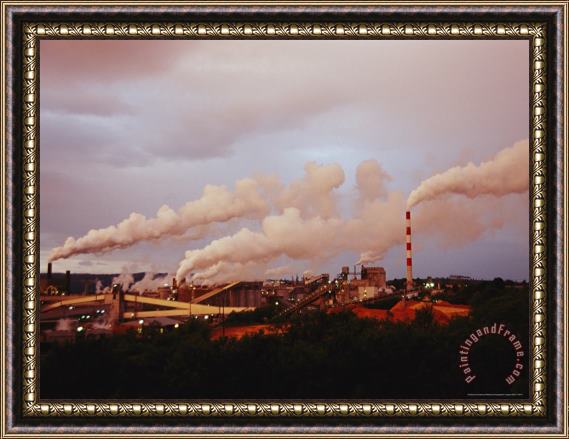 Raymond Gehman Steam And Smoke Billow Out of Chimneys at an Industrial Plant Framed Print
