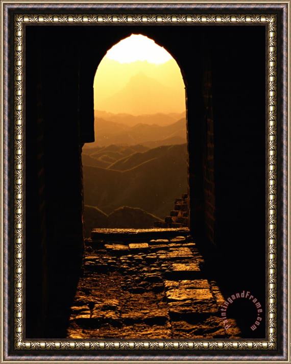 Raymond Gehman Sunlight Streams Through a Doorway in The Great Wall Framed Print