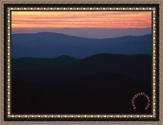 Raymond Gehman Sunset Over The Blue Ridge Mountains As Seen From Big Meadow Framed Painting