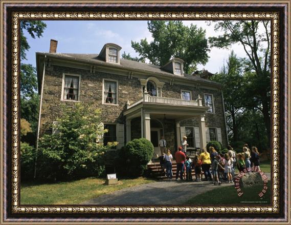 Raymond Gehman Tourists Gather for a Tour of The Fort Hunter Mansion a 19th Century Estate on The Susquehanna Framed Print