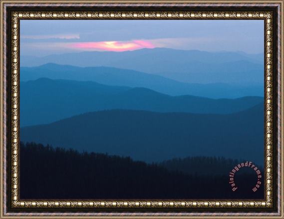 Raymond Gehman Twilight Covers The Ridges of The Blue Ridge Mountains Framed Painting
