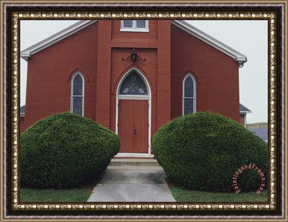Raymond Gehman Walkway And Front Door of a Red Brick Church Framed Painting