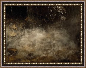 The Waterfall Framed Paintings - Waterfall Splashing Down And Rushing Over Small Pebbles And Stones by Raymond Gehman