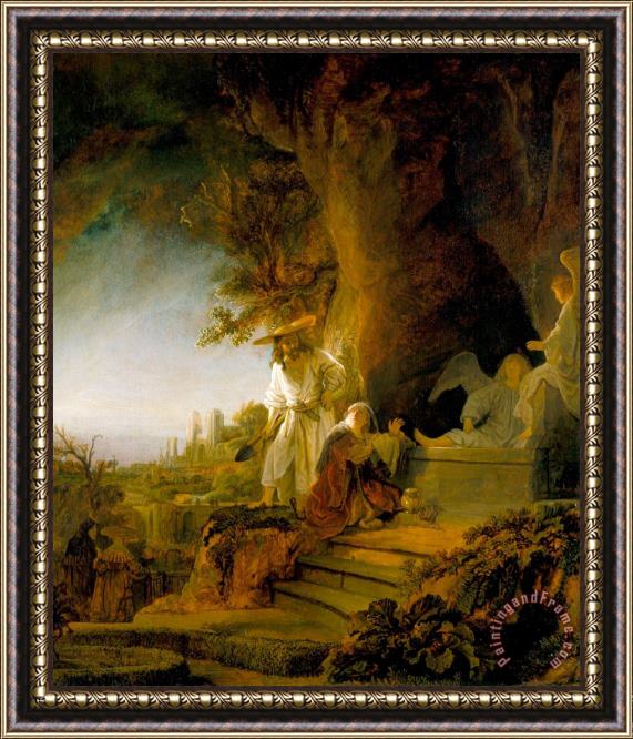 Rembrandt Harmensz van Rijn Christ And St Mary Magdalen at The Tomb Framed Painting