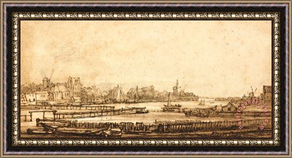Rembrandt Harmensz van Rijn View Over The Amstel From The Rampart Framed Print