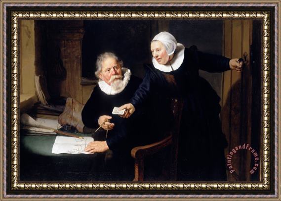 Rembrandt van Rijn The Shipbuilder And His Wife Jan Rijcksen And His Wife Griet Jans 1633 Framed Print