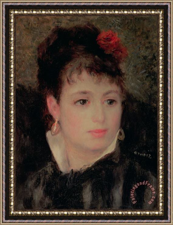 Renoir Woman with a rose in her hair Framed Painting