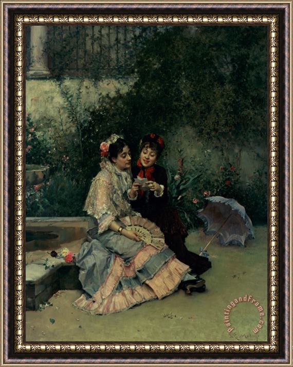 Ricardo de Madrazo y Garreta Two Spanish Women Framed Painting