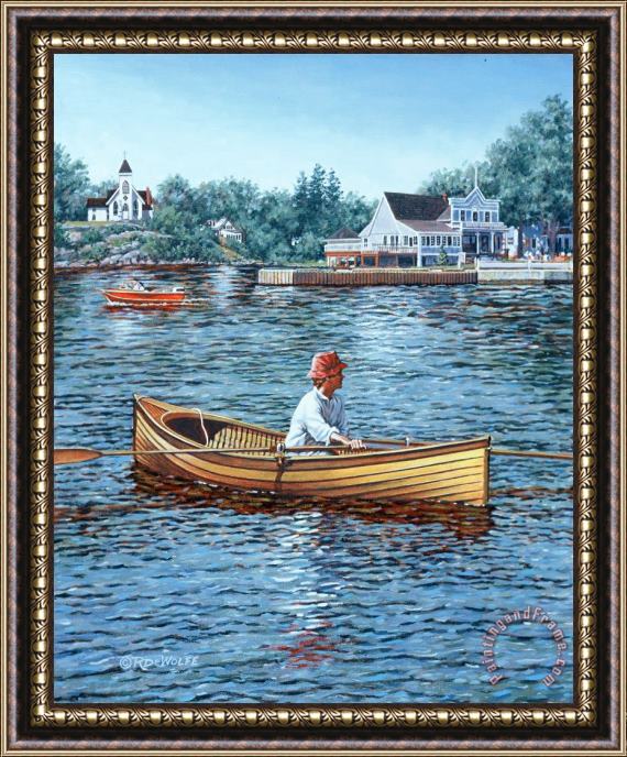 Richard De Wolfe Rowing to Rockport Framed Painting