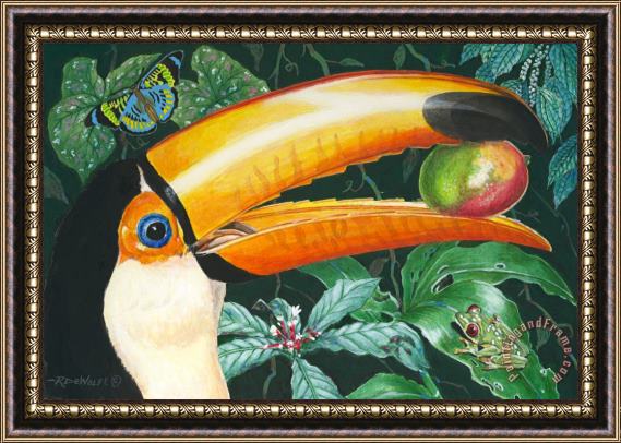 Richard De Wolfe Tropical Rain Forest Toucan Framed Painting