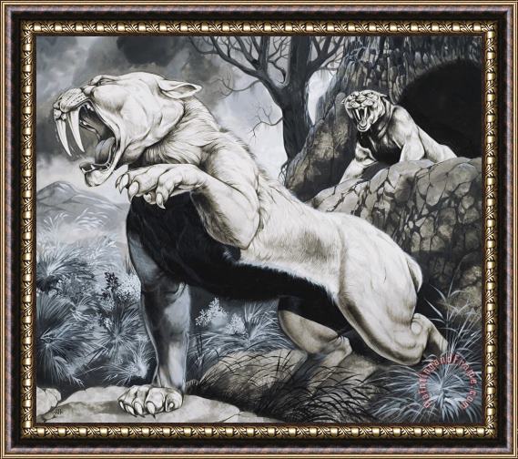 Richard Hook Sabre-toothed Tigers Framed Print