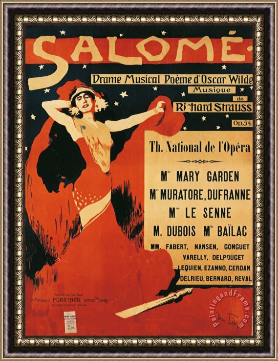 Richard Strauss Poster Of Opera Salome Framed Painting