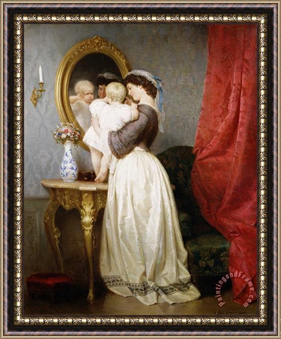 Robert Julius Beyschlag Reflections of Maternal Love Framed Painting