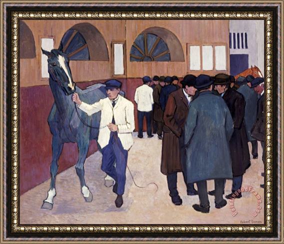 Robert Polhill Bevan Horse Dealers at The Barbican Framed Painting