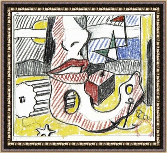 Roy Lichtenstein A Bright Night (study), 1978 Framed Painting