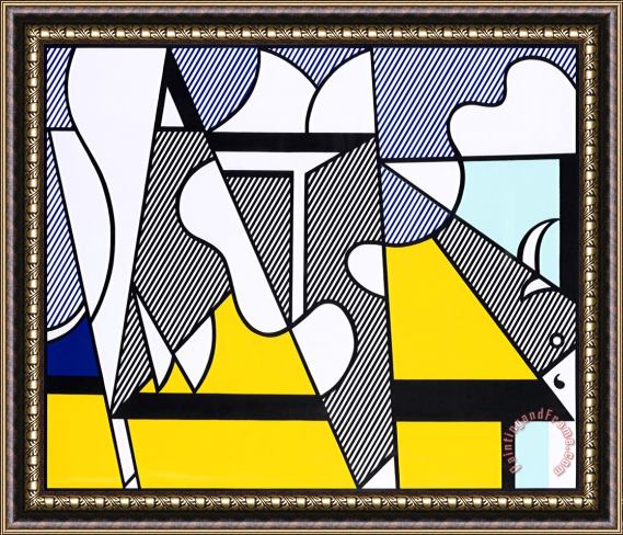 Roy Lichtenstein Cow Going Abstract Triptyque, 1982 Framed Print