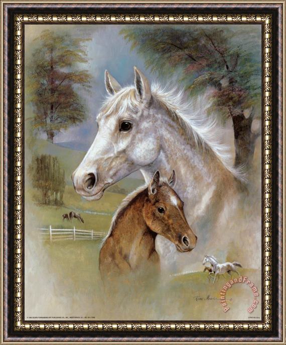 Ruane Manning Dapple Mare And Fowl Framed Painting
