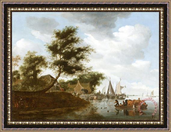 Salomon van Ruysdael River Landscape with Ferry 2 Framed Print