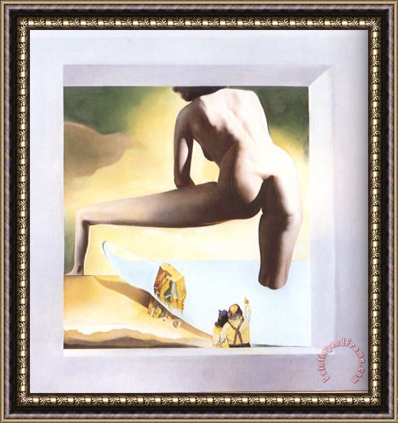 Salvador Dali Dali Lifting The Skin of The Mediterranean Sea to Show Gala The Birth of Venus Framed Print