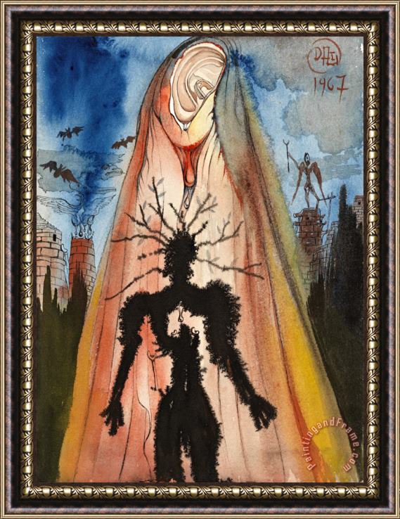 Salvador Dali Le Spectre Du Pere D'hamlet Lui Revelant Son Assassinement Par Empoisonnement, 1967 Framed Painting