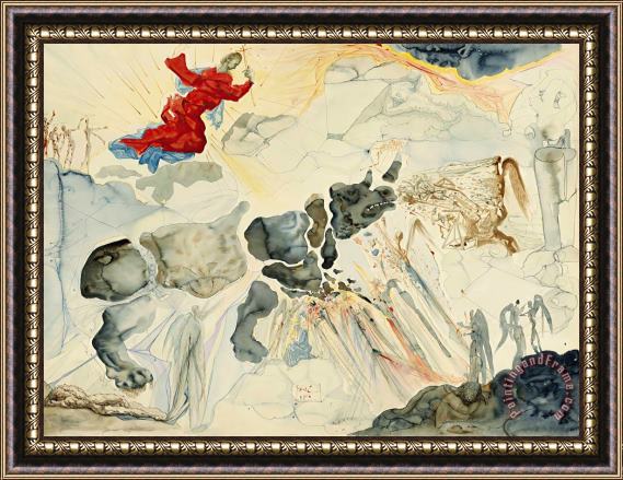 Salvador Dali Rhinoceros En Desintegration, 1950 Framed Painting