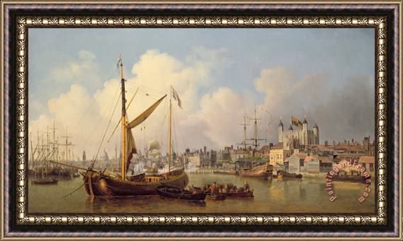Samuel Scott The Thames and the Tower of London supposedly on the King's Birthday Framed Print