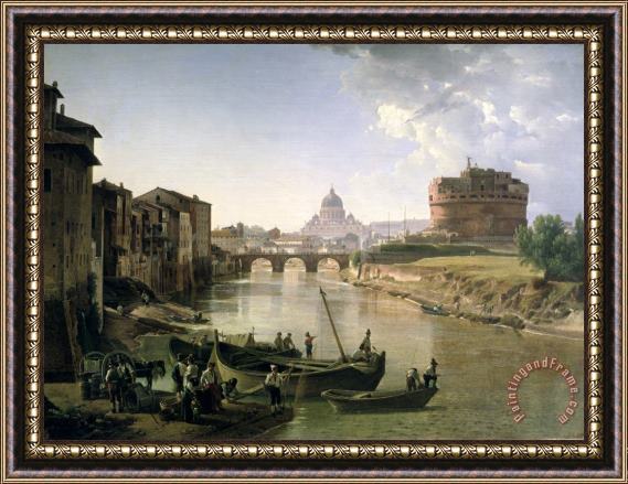 Silvestr Fedosievich Shchedrin New Rome with the Castel Sant Angelo Framed Painting
