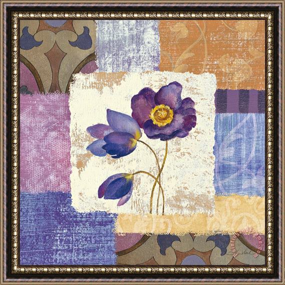 Silvia Vassileva Tiled Poppies I Purple Framed Painting