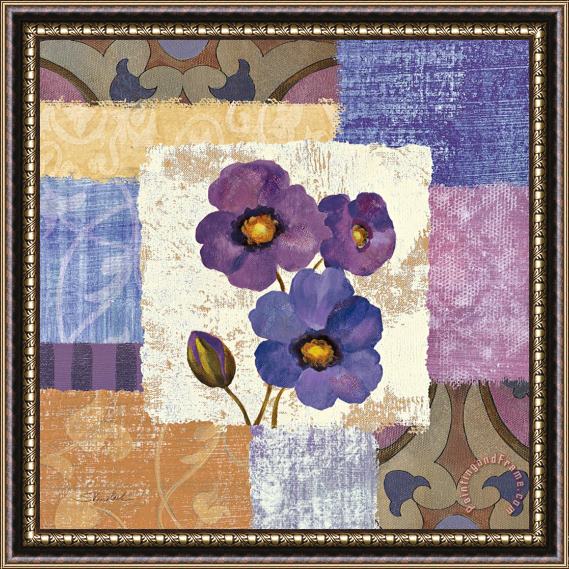 Silvia Vassileva Tiled Poppies II Purple Framed Print