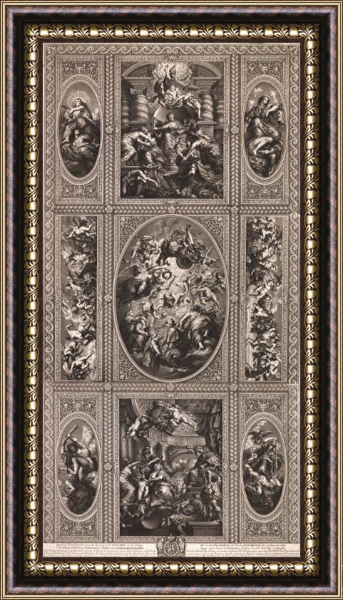 Simon Gribelin From The Painting of The Ceiling in The Banqueting House at White Hall in The Year 1720 Framed Painting