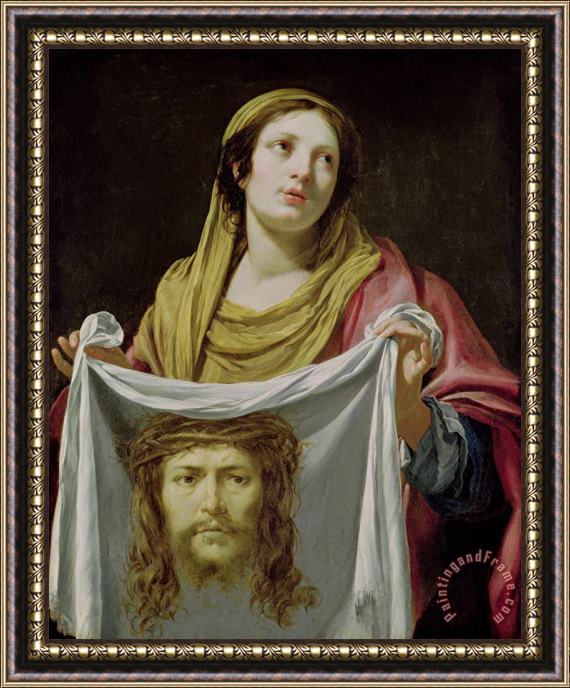 Simon Vouet St. Veronica Holding the Holy Shroud Framed Painting