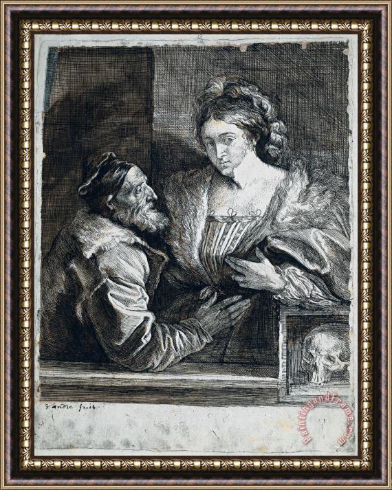 Sir Antony Van Dyck Titian's Self Portrait with a Young Woman Framed Painting